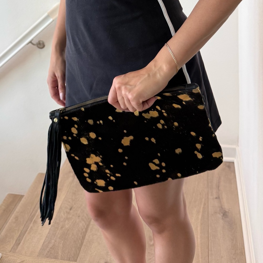 Stylish Black and Gold Clutch Bag